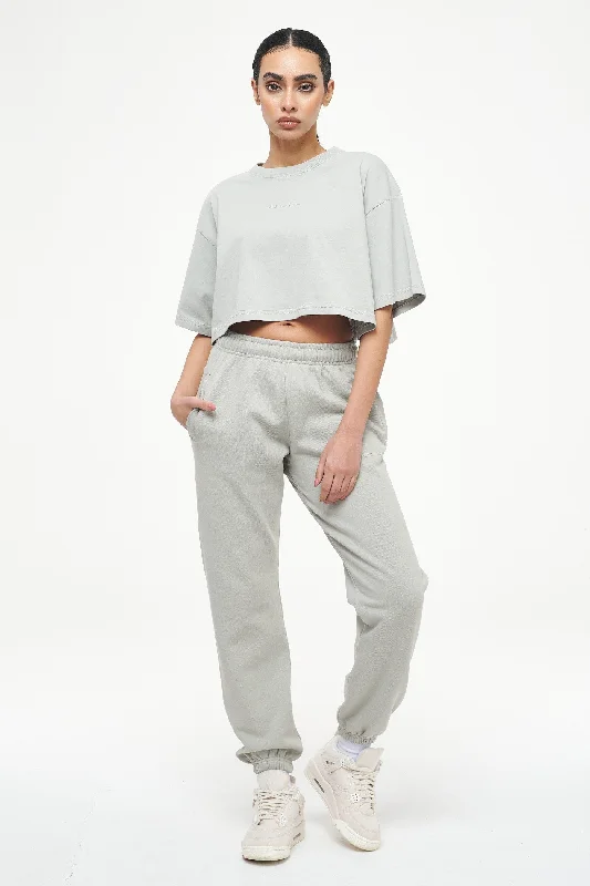 Layla Oversized Cropped Tee Vintage Washed Quiet Gray Gum