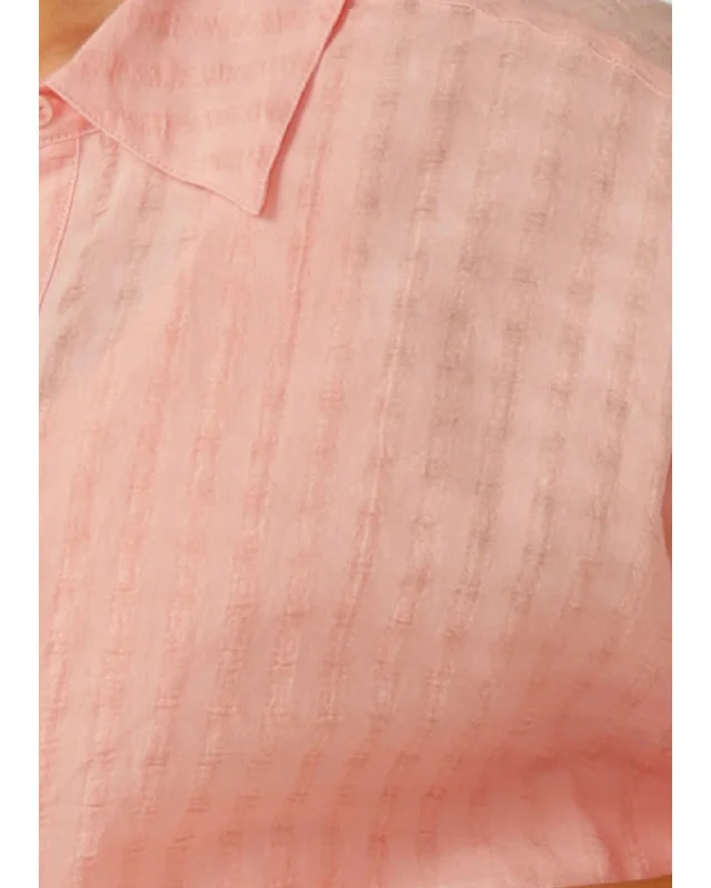 Lorna Jane Summer Stripe Textured Shirt - Peach