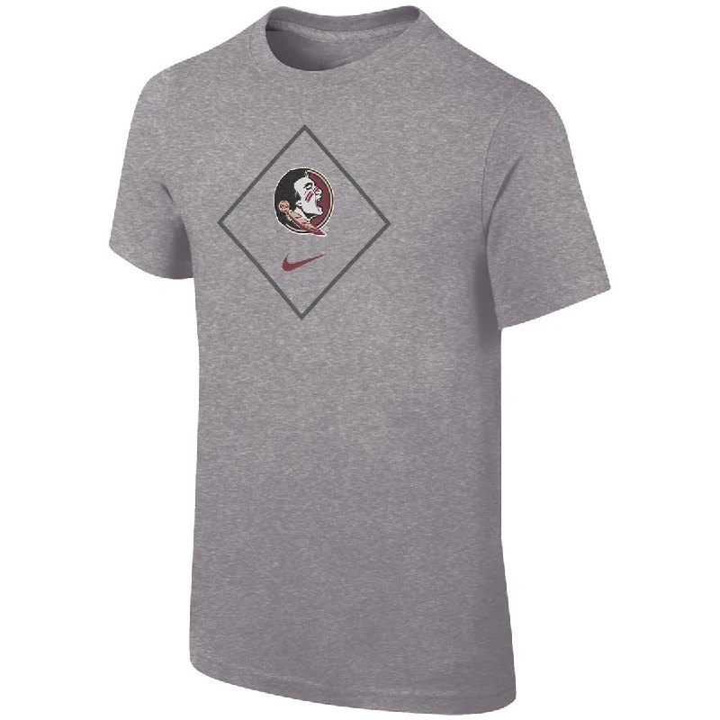 Nike Youth Seminole Logo Baseball Diamond Design Short Sleeve T-shirt - Dark Grey