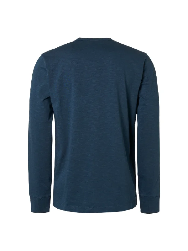 No Excess - Long Sleeve Grandad T-Shirt - Carbon Blue or Army Green