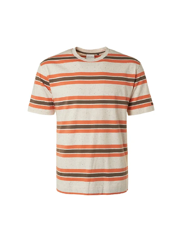 No Excess - Multi-Stripe Melange Crewneck Tee - Papaya