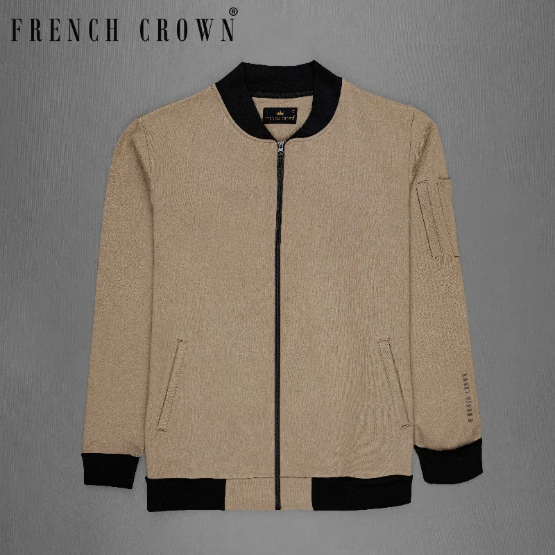 Pale Oyster Brown Heavyweight Bomber Jacket