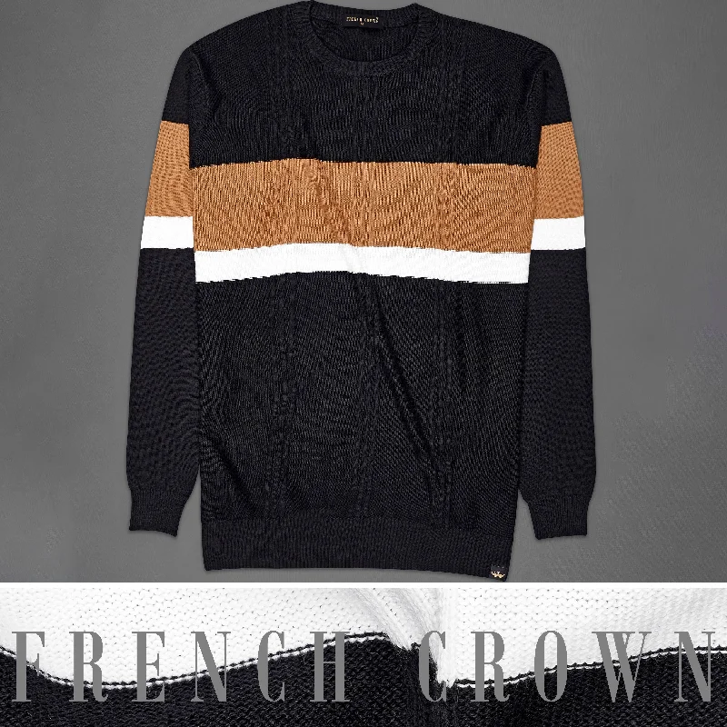 Palliest Brown With Black and White Block Pattern Premium Interlock Cotton Fabric Sweatshirt