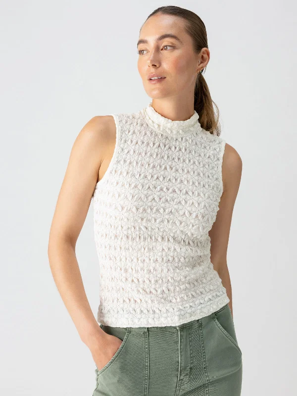 Pucker Up Lace Mock Neck Tank Milk