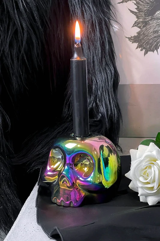 Rainbow Skulls Candle Holder