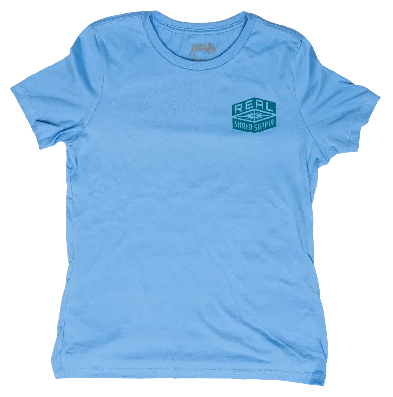 REAL Wmn's Shred Supply Tee-Carolina Blue