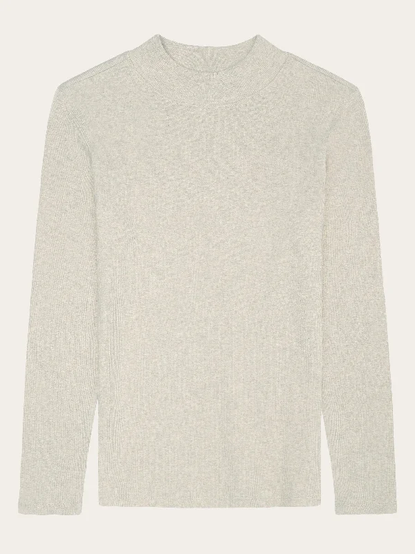 Rib high neck LS - Gray Chateau Melange