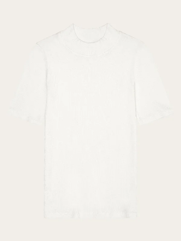 Rib high neck short sleeve - Star White