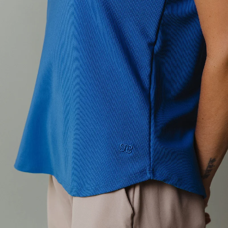 Ribbed Basic Crew Neck Tee, Cobalt