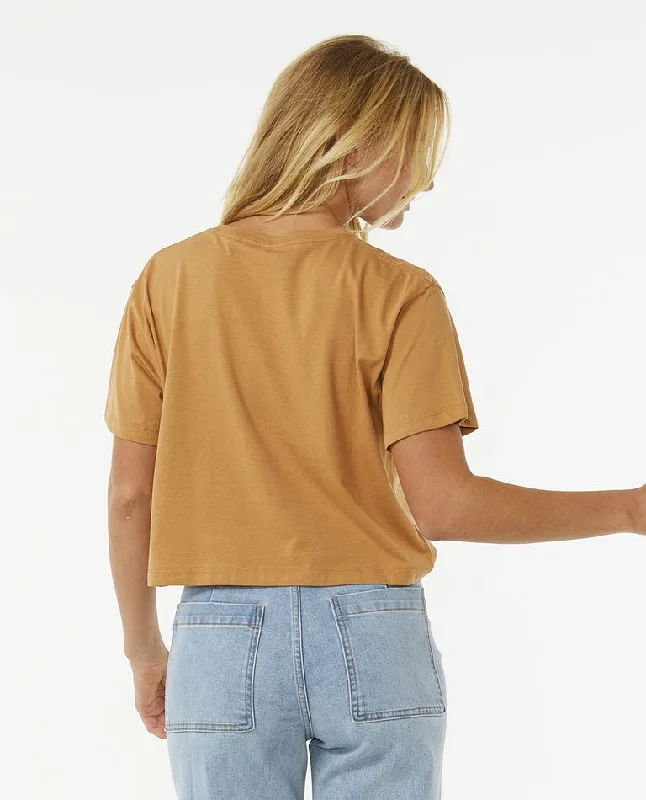 Rip Curl Block Party Crop Tee-Light Brown