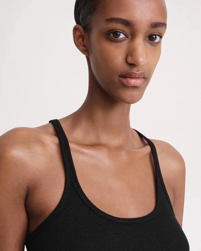 SCOOP NECK RIB TANK / BLACK