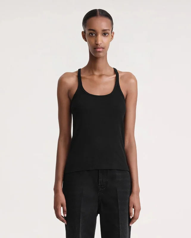 SCOOP NECK RIB TANK / BLACK