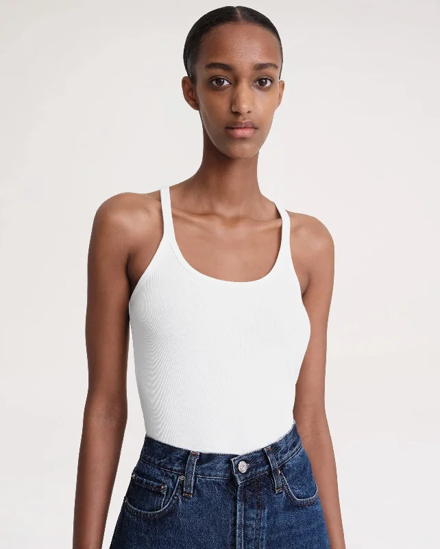 SCOOP NECK RIB TANK / WHITE