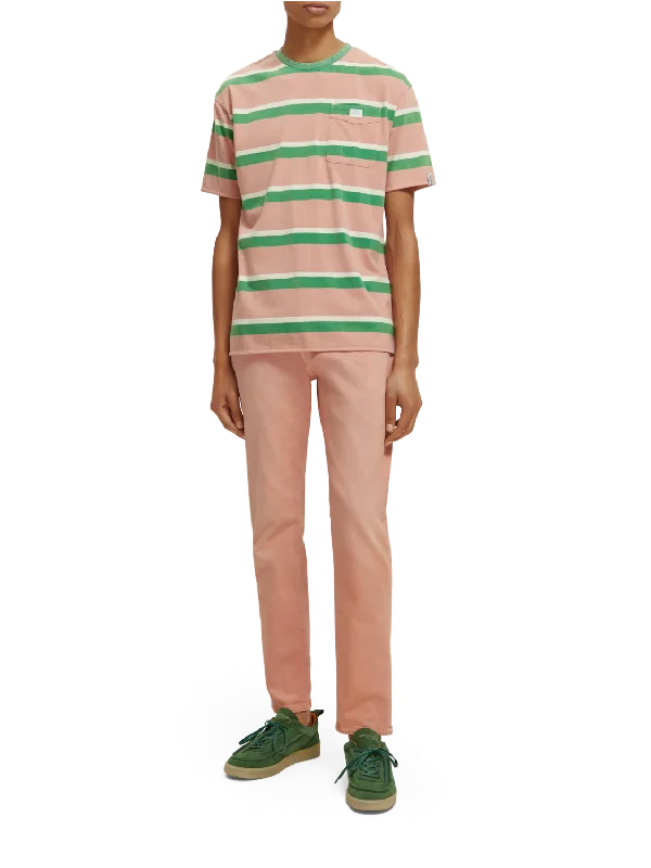 Scotch & Soda - Stripe Pocket Tee - Green/Pink