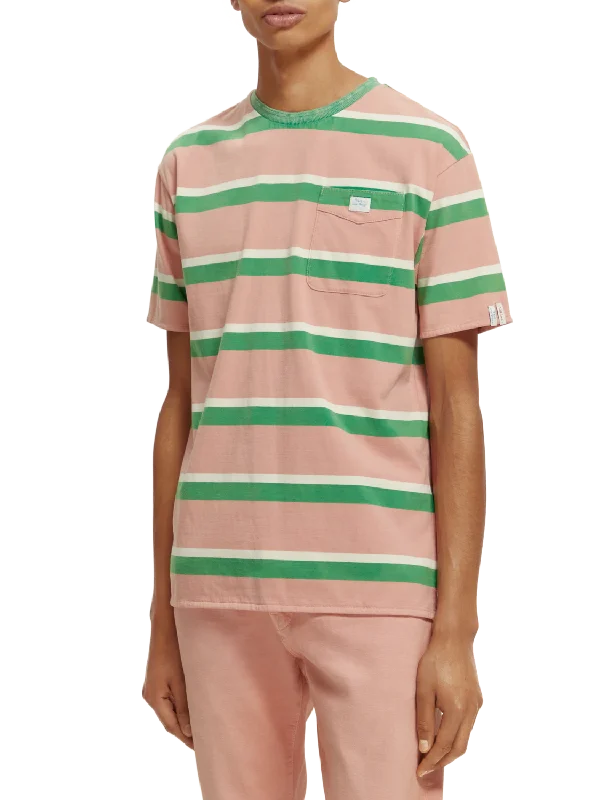 Scotch & Soda - Stripe Pocket Tee - Green/Pink