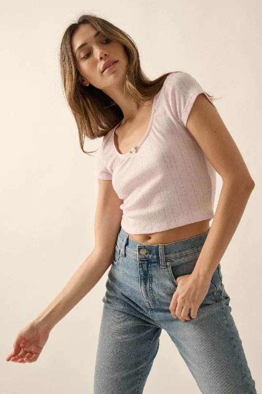 Simply Sweet Cropped Pointelle Baby Tee