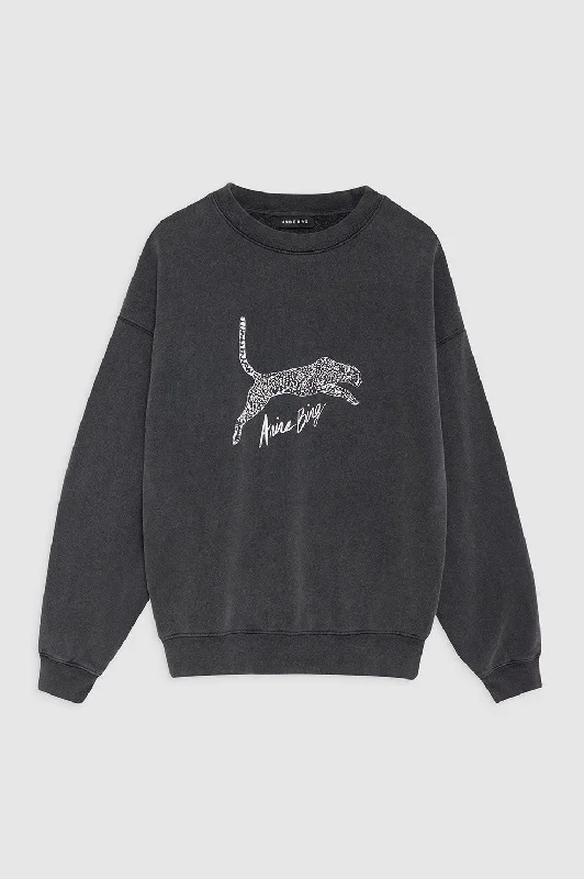 Spencer Sweatshirt Spotted Leopard - Washed Black