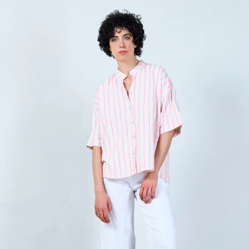 Striped linen blend shirt wholesale