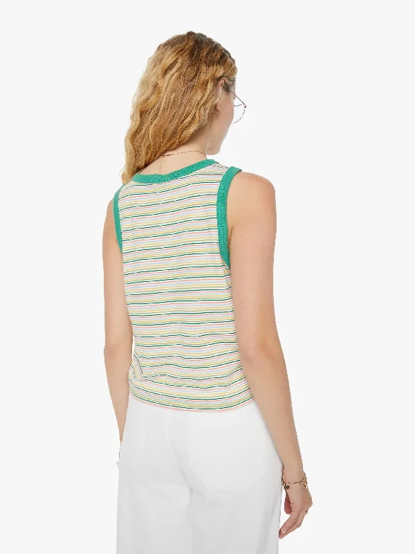 The Strong And Silent Type Pocket Tee - Green Multi Stripe