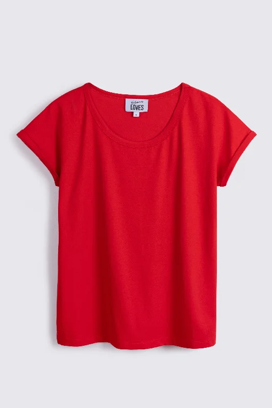 THE PERFECT ROLL SLEEVE T-SHIRT (RED)