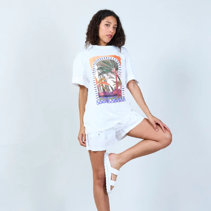 Tropical archway print t-shirt wholesale