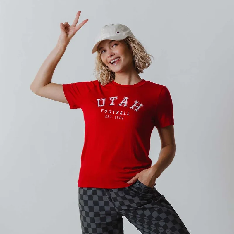 Utah Boyfriend Tee, Red Utah Football