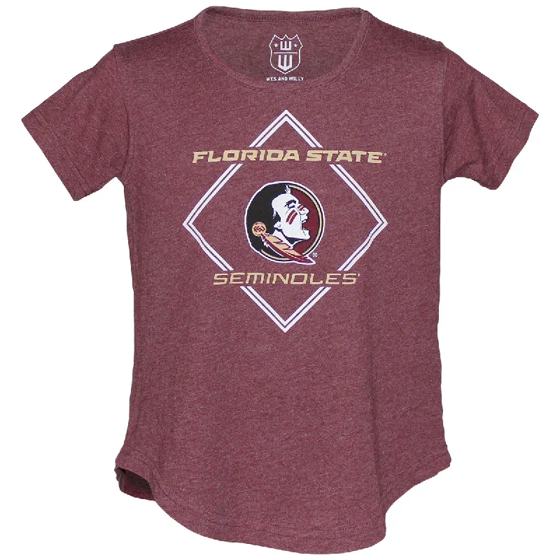 Wes & Willy Toddler/Youth Girl's Florida State Seminoles/Seminole Logo Short Sleeve Burnout Tunic - Garnet