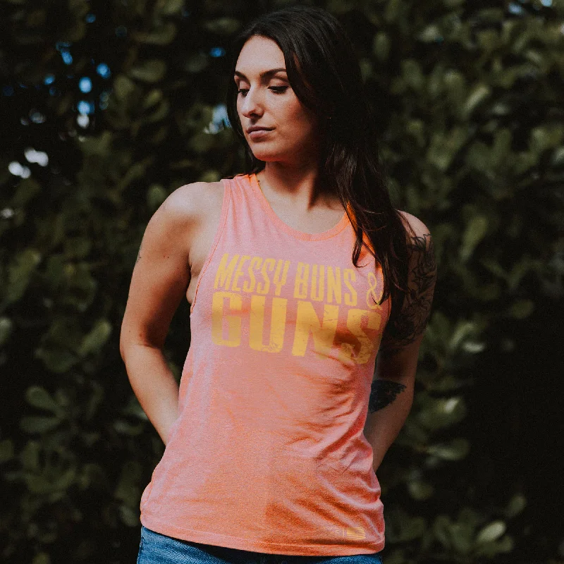 Women's Messy Buns & Guns Everyday Tank - Heather Sunset